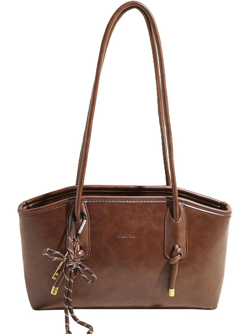 Trendy Vintage Leather Shoulder Bag for Women - Brown Everyday Handbag with
